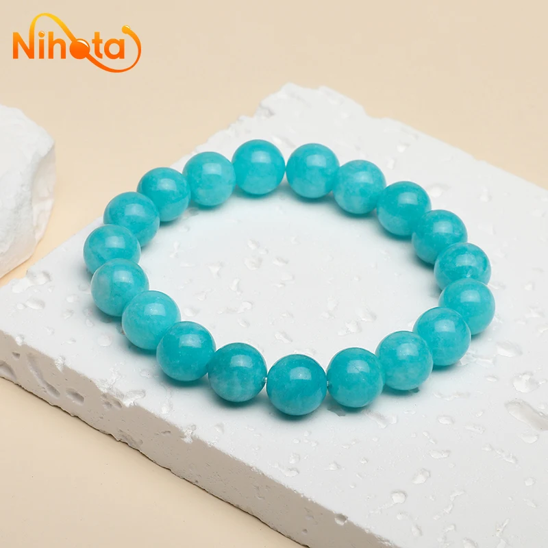 Blue Amazonite Stone Bracelets for Women Reiki Yoga Bracelet Men Agate Quartzs Healing Bangle Wristband Jewelry Gift 6/8/10/12mm