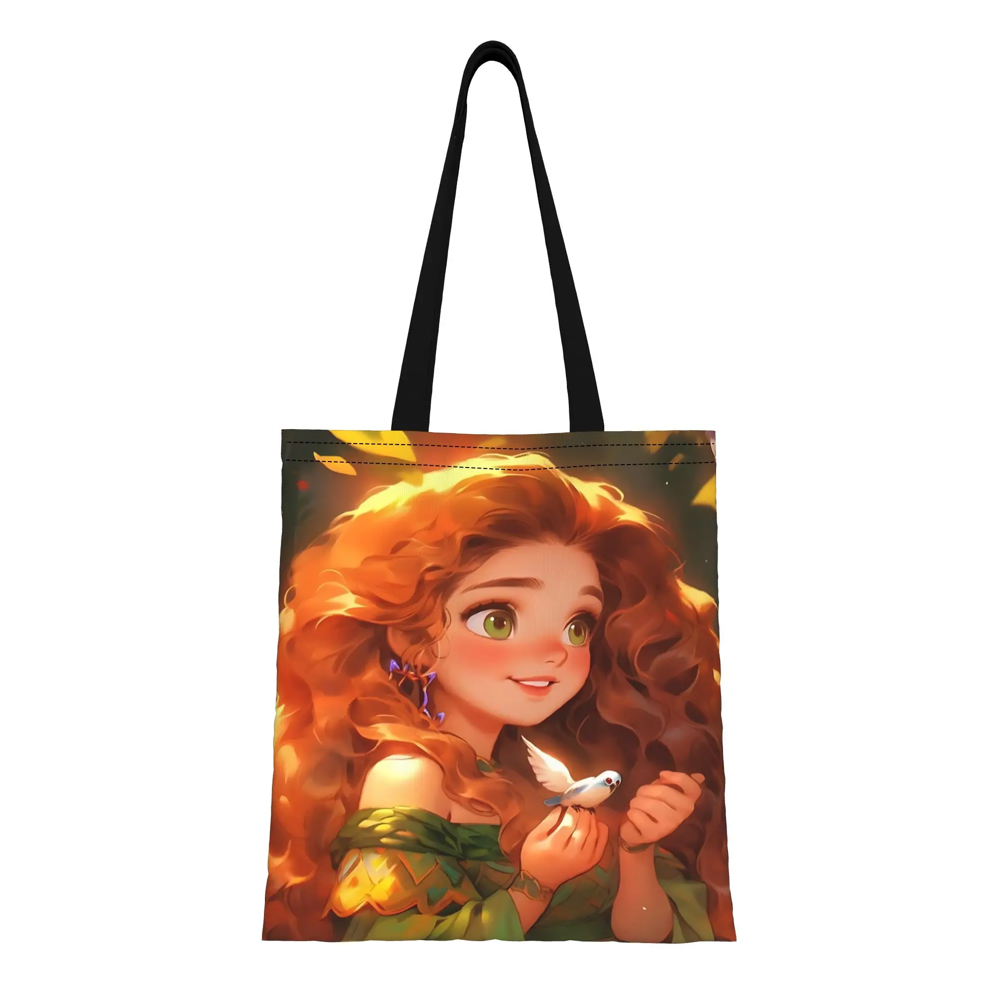 

1 шт., большая вместительная холщовая сумка-тоут с изображением героини Диснея Мерида, принцессы из мультфильма, складная, с шикарным узором, подарки
