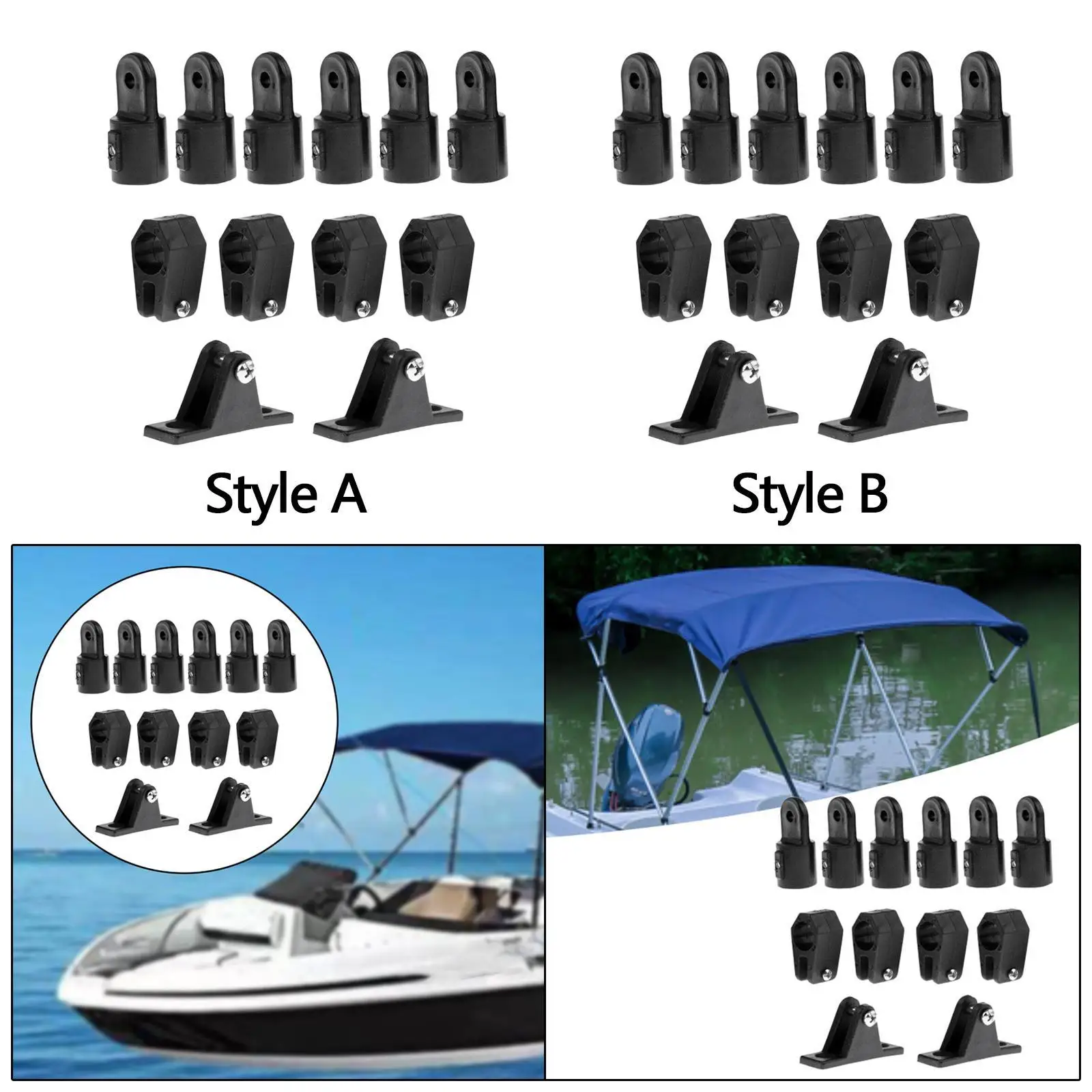 Marine Accessories Boat Top Fittings Hardware Set Black Nylon Jaw Slide Deck Hinge Combo for Rigid Boat Awning
