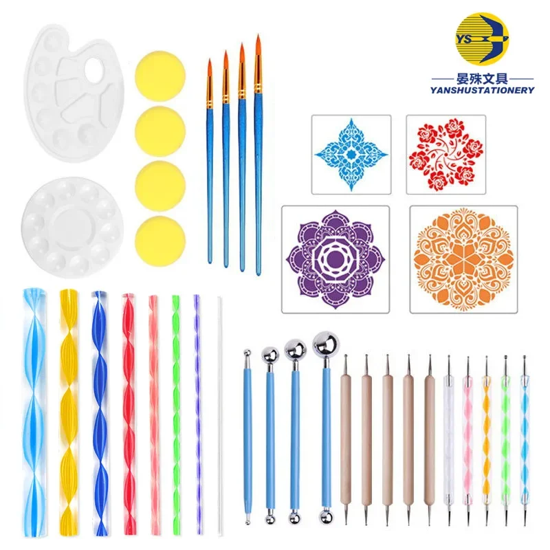 

36/41pcs/set Mandala Dotting Tools Kit for Painting Rock Stone Pottery Rod Stencil dropshipping