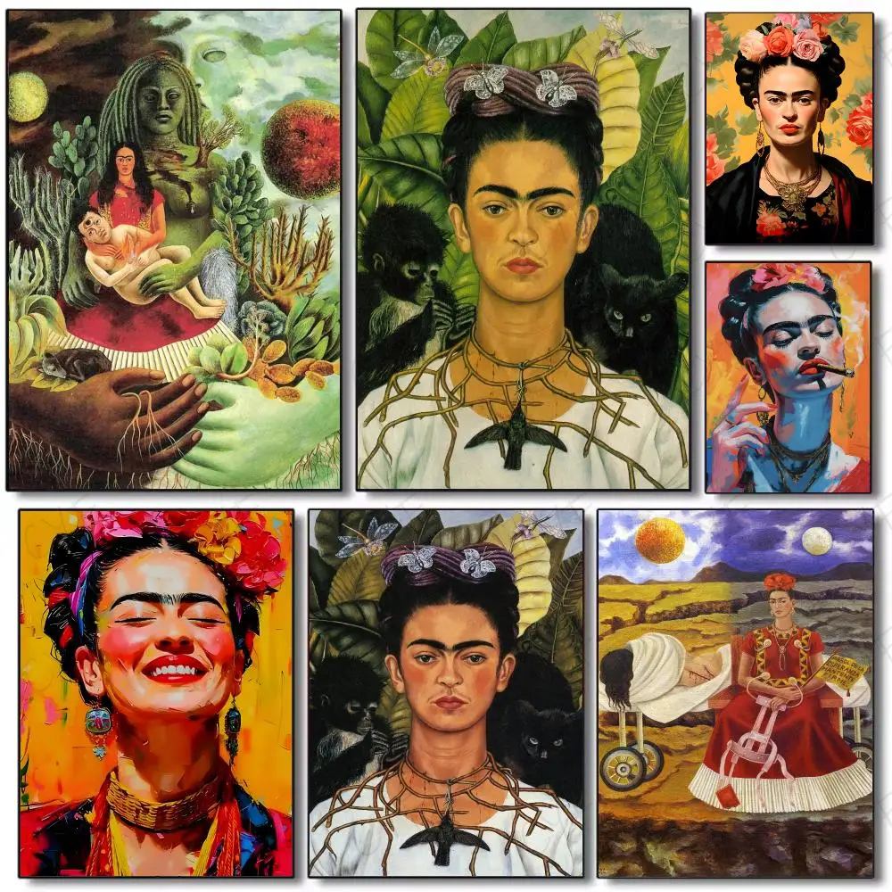 Artist Painting Frida Kahlo Poster Painting Wall Art Mural for Living Room Home Decor and Gifts