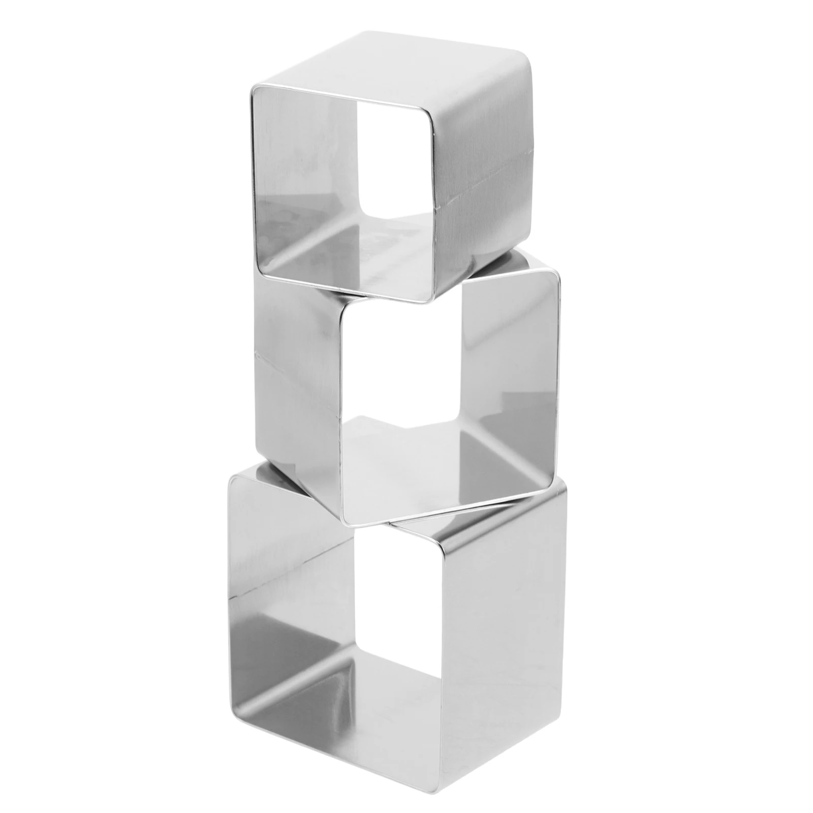 

3Pcs Stainless Steel Mousse Cake Molds Square Cookie Cutters for Baking Pastries Fondant Decorations Home Professional Kitchens