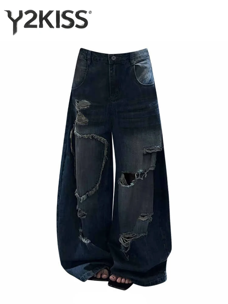 

Женские мешковатые джинсы, рваные джинсовые брюки, американский ретро, хип-хоп, High Street Y2K, японский дыр, Харадзюку, ковбойский гранж, прилив, панк
