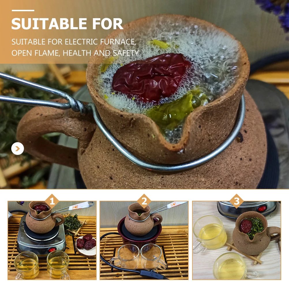 

Clay Pot Tea Stewing Crock Retro Handmade Medicine Boiling Pot High Temperature Resistant Nonstick Kitchen Soup Simmering