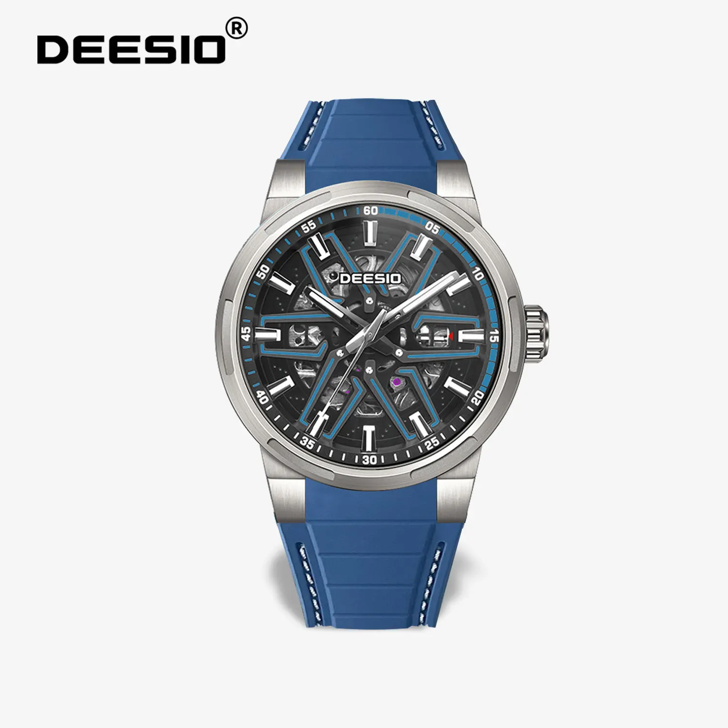 Deesio Herren-Armbanduhr, modisch, Automatikuhr, Silikonband, Kalender, wasserdicht, Leuchtzeiger, Business-Sport-Armbanduhr, Geschenk für Herren