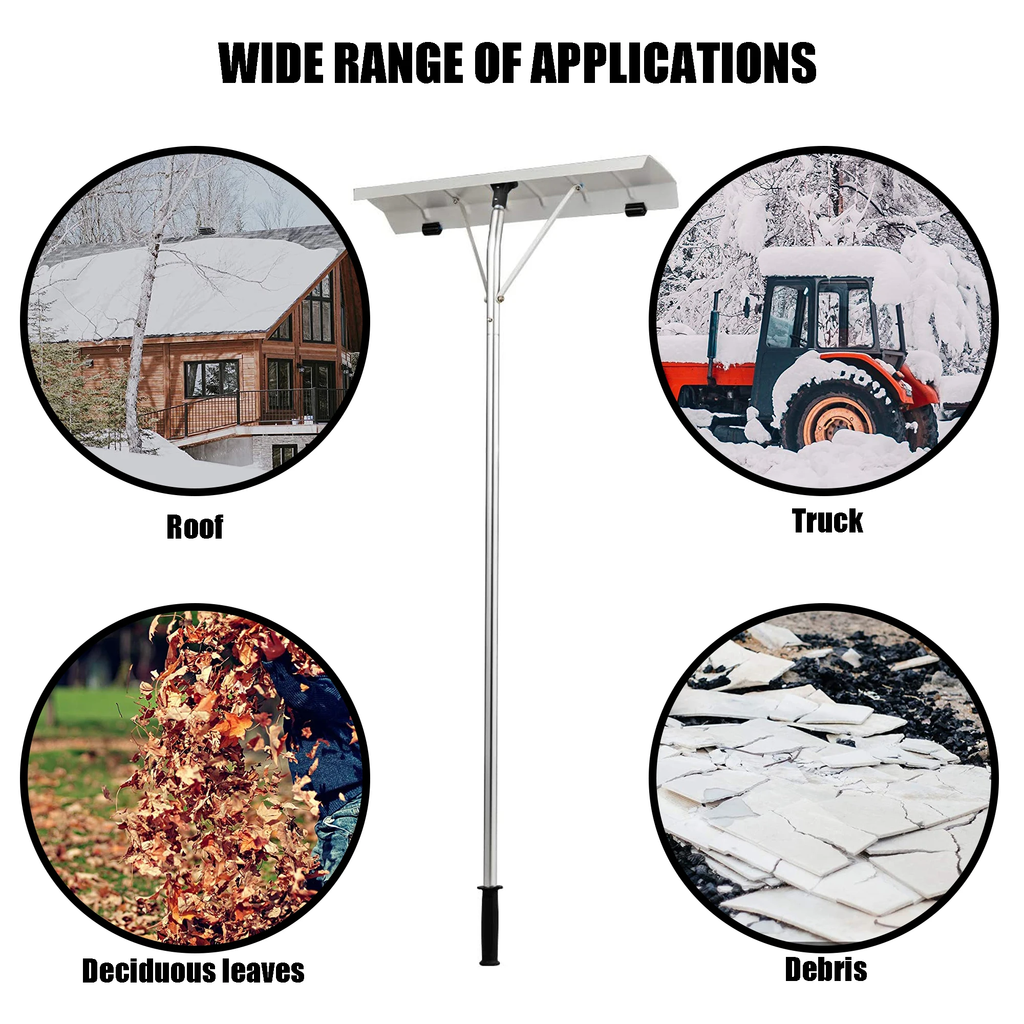 เครื่องมือกำจัดหิมะน้ำหนักเบา ที่โกยหิมะ ที่ขูดหิมะบนหลังคา พร้อมด้ามจับปรับความยาวได้