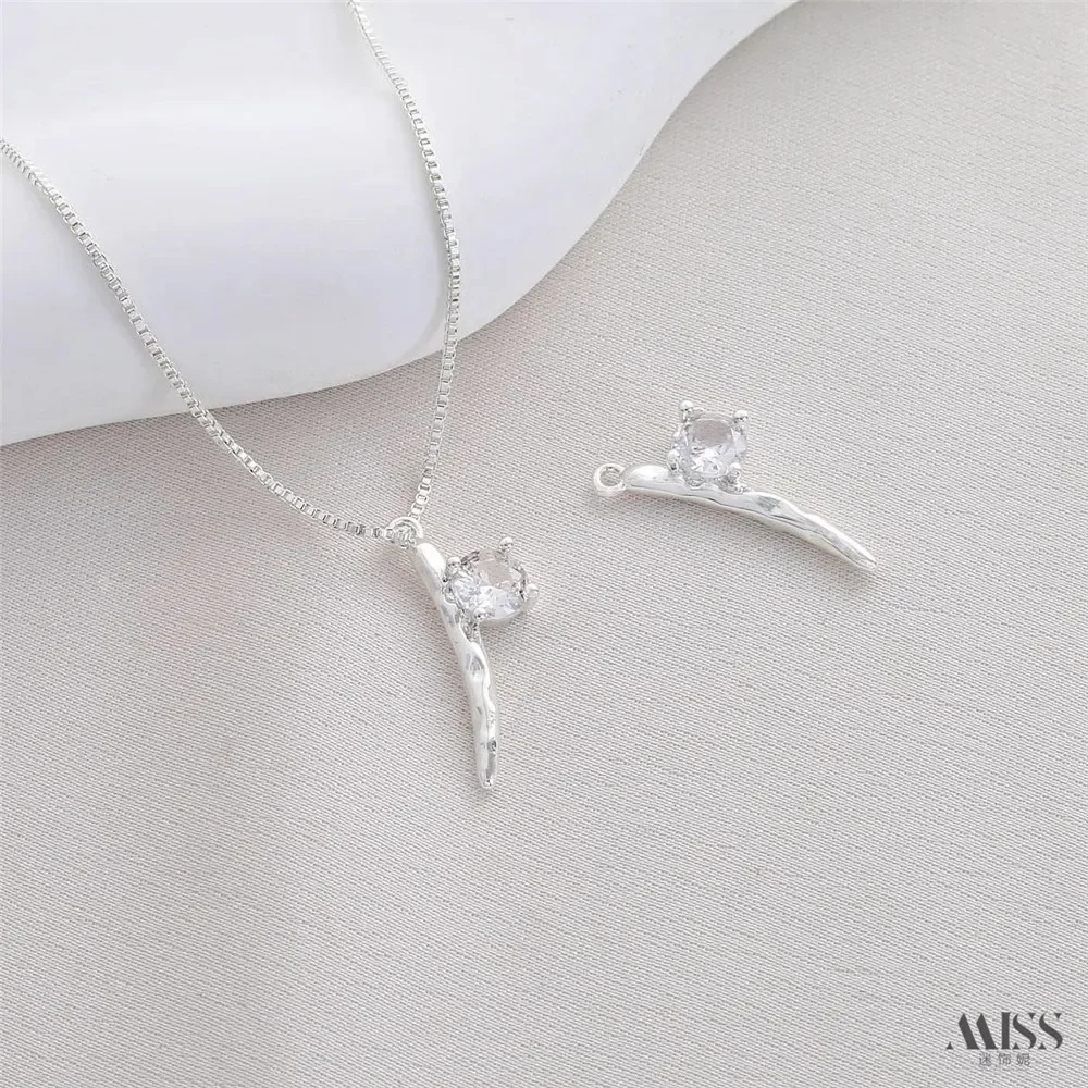 Copper Plated Thick Silver Inlaid Zircon Bee Peach Heart Bow Pendant DIY Bracelet Necklace Ear Hanging Jewelry Accessories