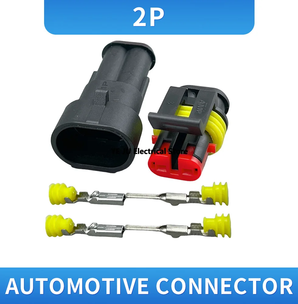 Promotion! 10 Kit 2 Pin Way Waterproof Electrical Wire Connector Plug 1.5mm Terminals 2Pin HID Plug Auto Xenon Lamp Plug