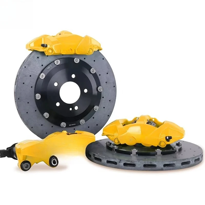 Carbon Fiber Ceramic Brake Disc Rear 4 Pot Electro-Mechanical Brake Calipers Kit for Audi A4 A6 A7 B8 C7 8P C6 B9 B7 - view 2