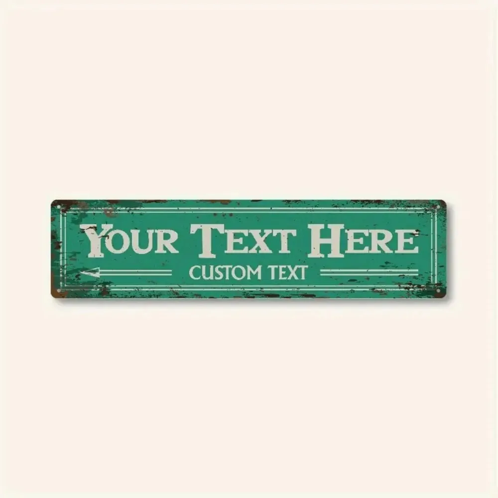 [2D Flat] 1pc Personalized Teal Vintage Left Arrow Direction Metal Sign Wall Decor (Only For Decoration)