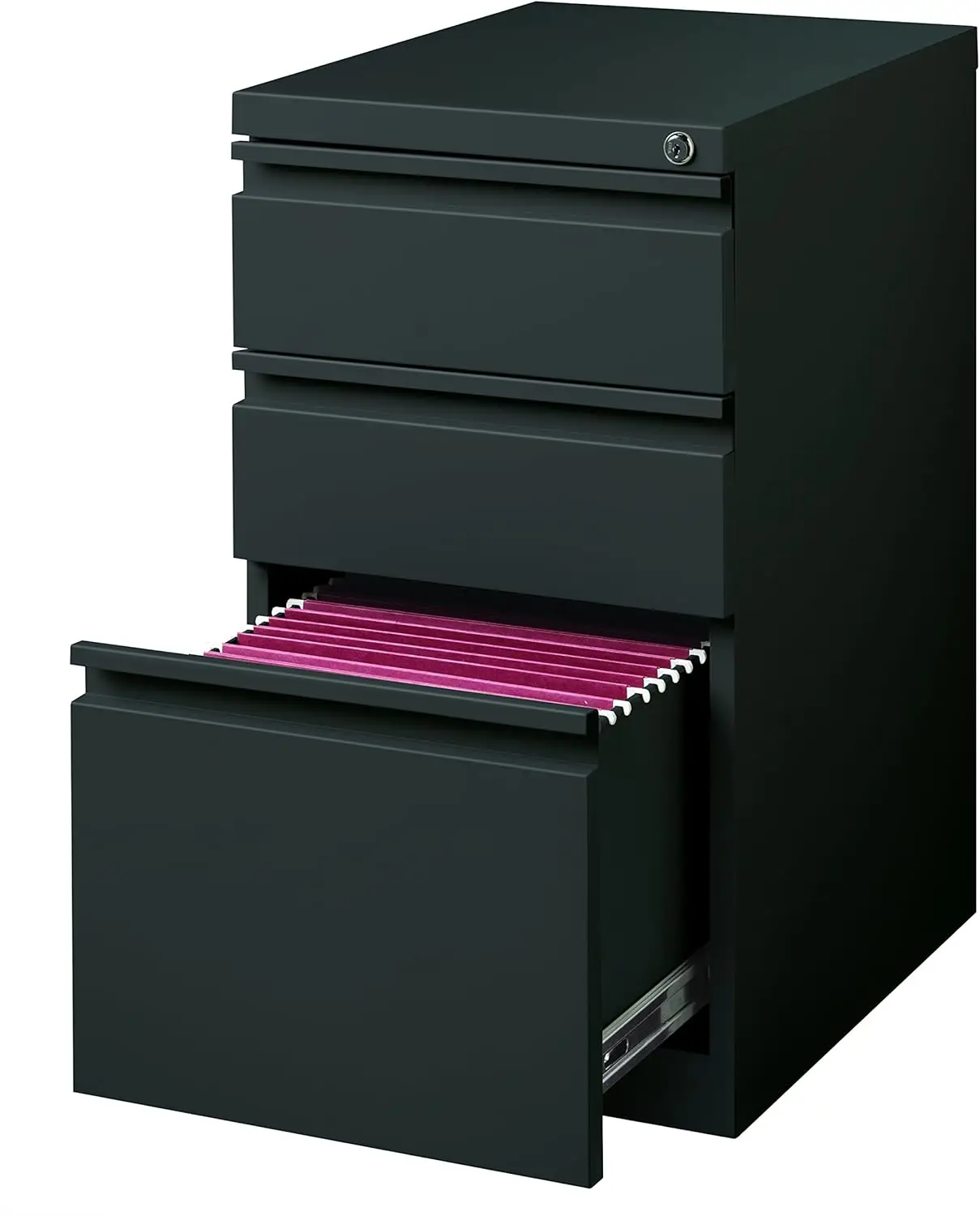 Modern Charcoal Deep Metal Mobile Pedestal File 3-Drawer Box/Box Product Dimensions 19.88