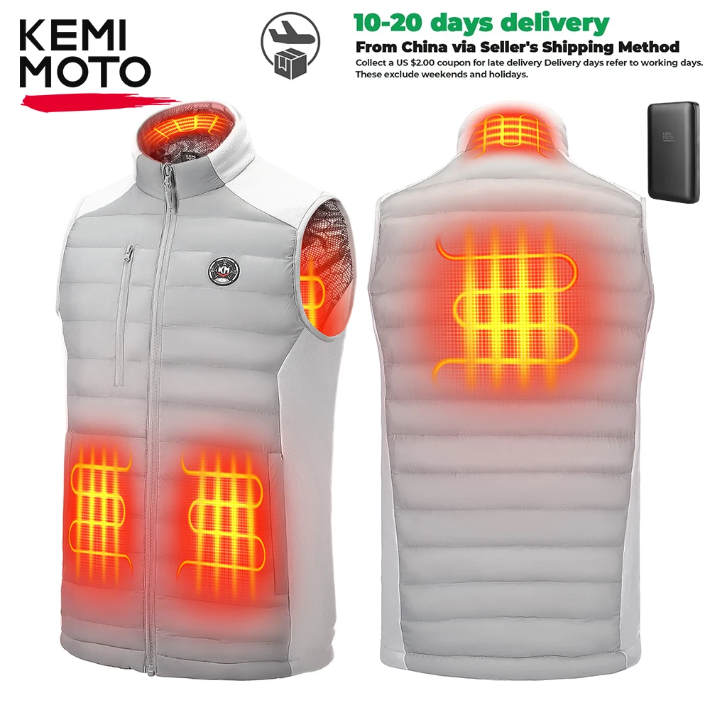 

KEMIMOTO Winter Heated Vest Jacket Electric Heating Hand Warmers Unisex with 10000mAh Battery Rechargeable for Outdoor Sports