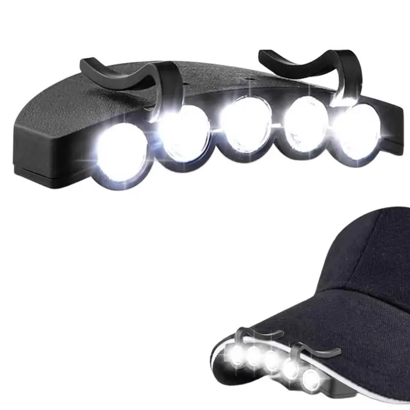 LED Caps Light 5 LED Hat Brim Light With Batteries Waterproof Hat Light Flashlight Headlamp For Fishing Hunting Hiking