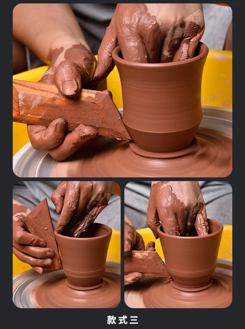 6-Piece Wooden Pottery Tools Set - Scrapers, Polygon Shapers & Clay Sculpting Knives for DIY Ceramic Handmade Projects