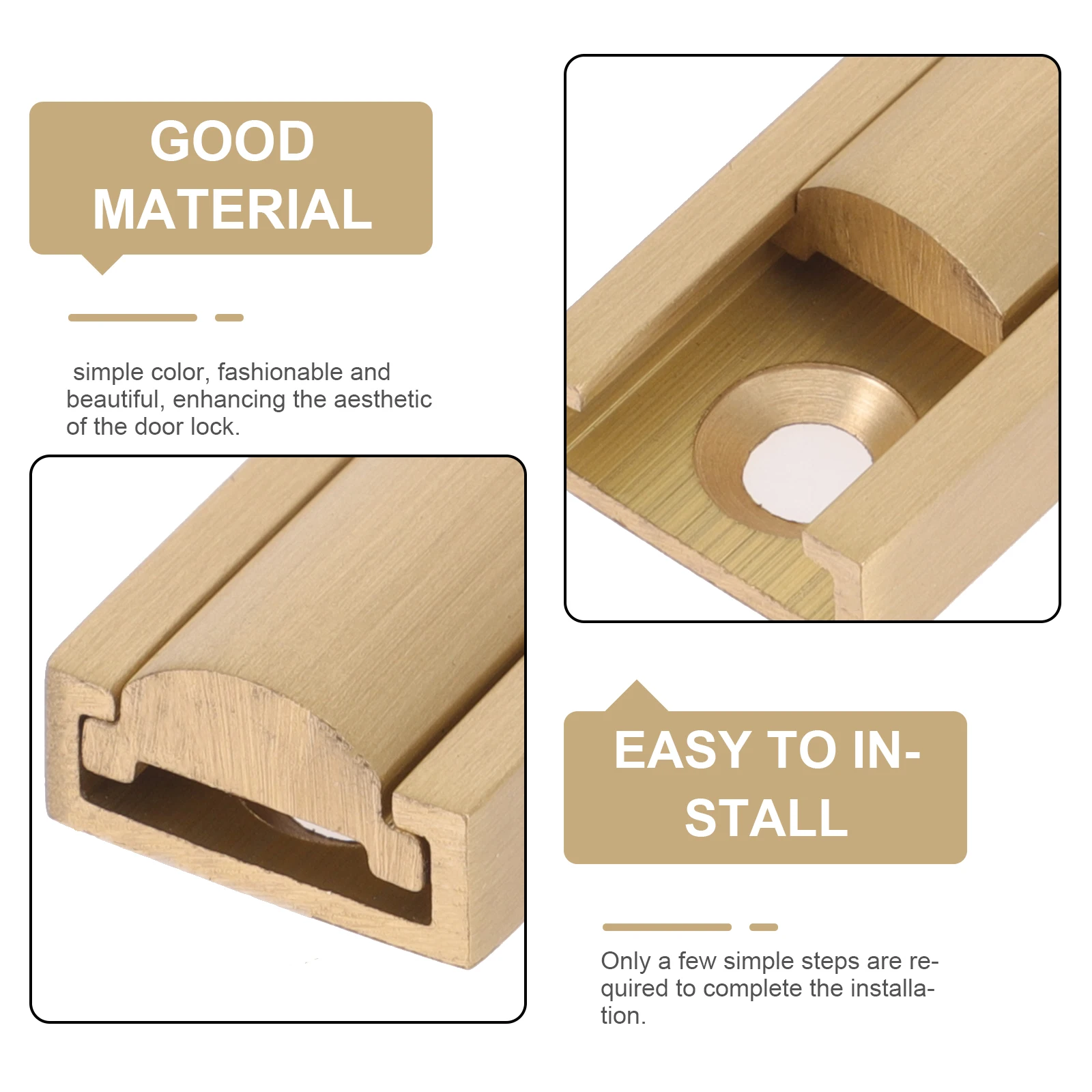 

Sturdy Lock Latch Sliding Security Bar Bathroom Flush Bolt Durable Anti-Rust Simple Design Easy Install Double Door