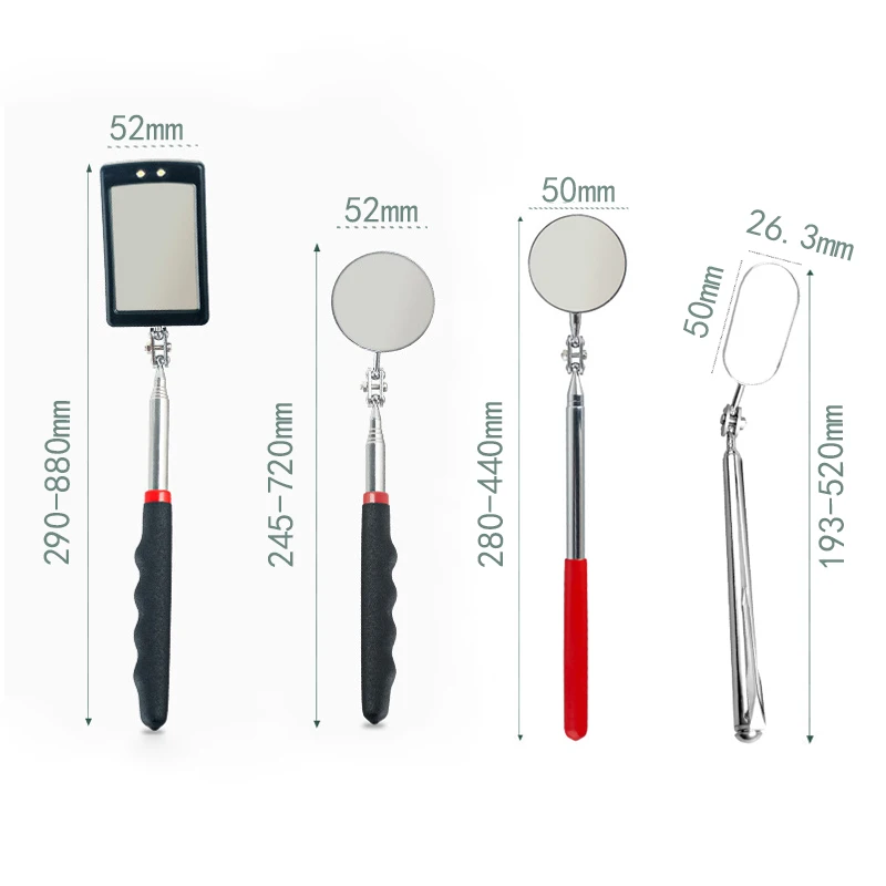 مرآة فحص تصغير مرنة قابلة للسحب LED تمديد السيارات مرآة الأسنان فحص مركبة مراقبة الرموش الفم