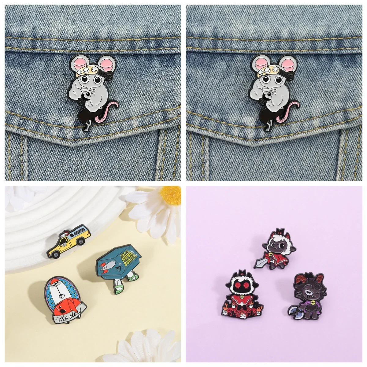 Cute Muscle Mouse Brooch Cartoon Creative Badge Clothing Bag Personalized Accessories Pins for Backpacks Badges Metal