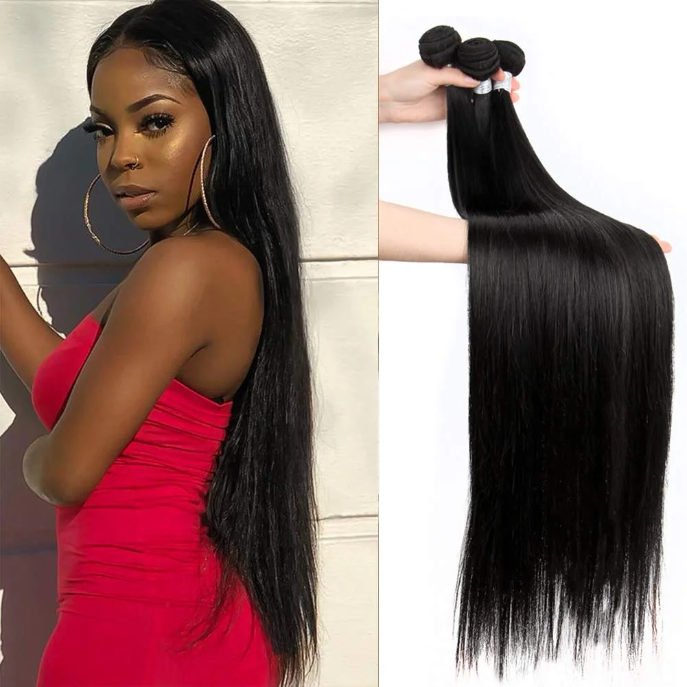 Peruvian 100% Human Hair Straight Bundles Weaving Weave For Black Women 3 Bundles Deal Natural Bundle Hair Extensions