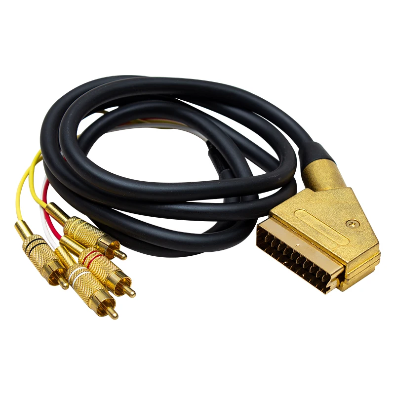 SCART TO RCA 4 1.2 METERS 8MM GOLD CABLE POWERMASTER