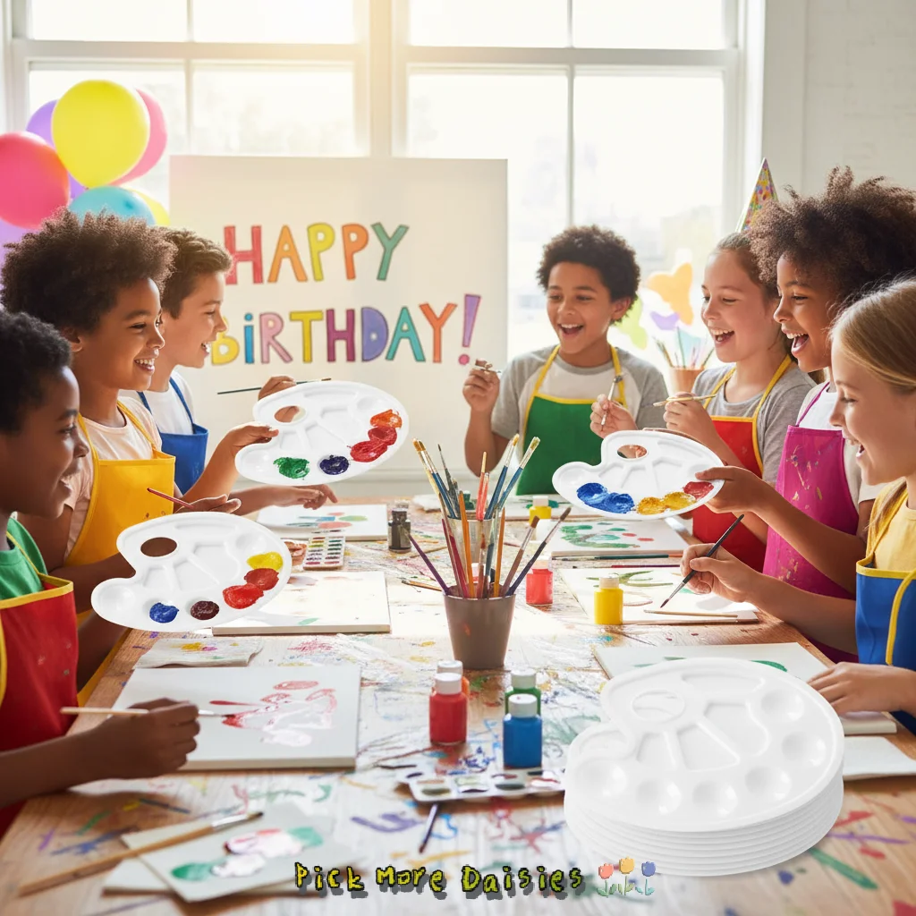 

4 шт., палитры овальных лотков для краски с отверстием для большого пальца для студентов, для рукоделия, для рисования или дня рождения, вечеринки