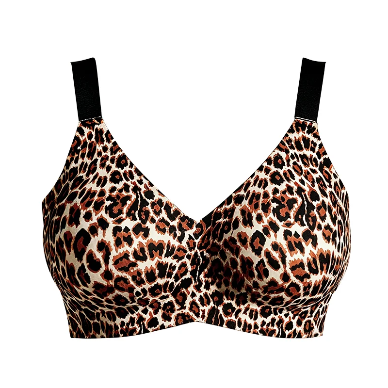 Mastectomy Postoperative Large Size Women's Leopard Print Bra Underwear Insertable Silicone Fake Breast Boobs Prosthetics