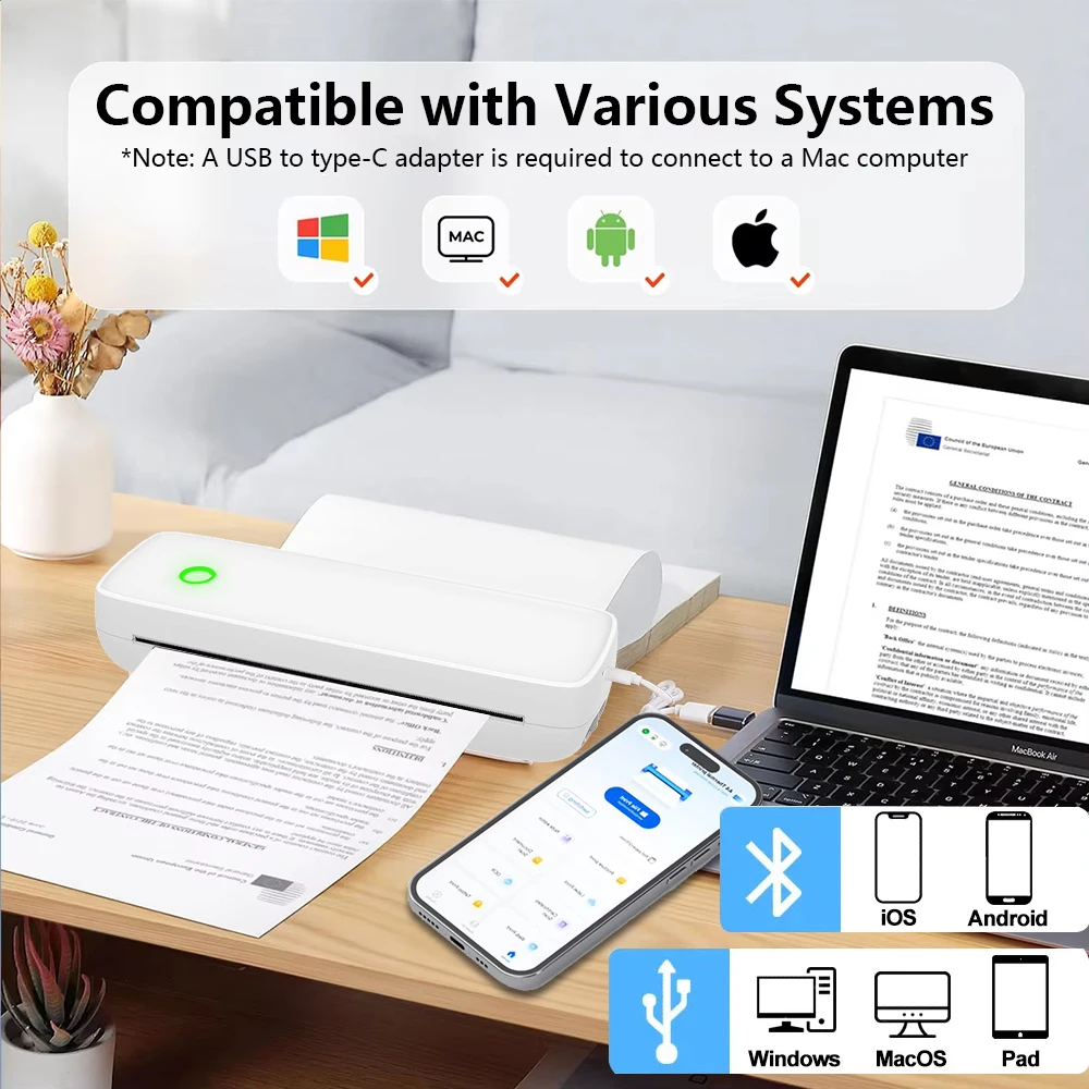 Portable A4 Thermal Document Printer 8.26