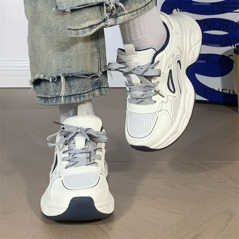 2026 New Spring Women Sneakers Trendy White Shoes Thick Sole Breathable Height Chunky Dad Shoes Casual Female Footwear