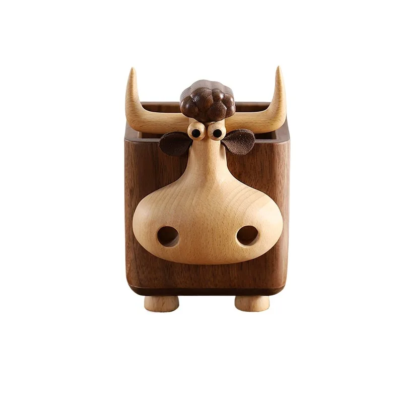 ✨Cute Animal Wooden Pen Holder, Tree Stump/Pufferfish/Hedgehog Design,Desk Organizer , interesting Aesthetic Kawaii Storage Box