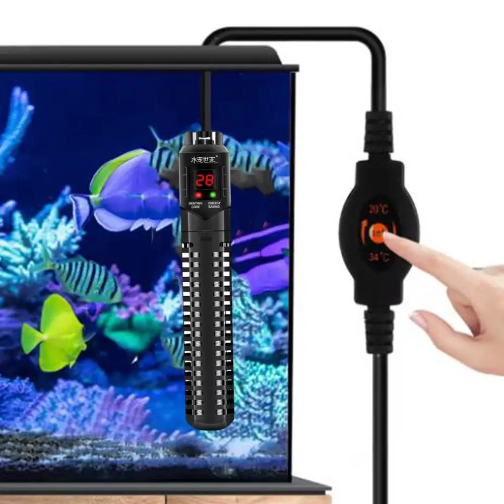 

50-500W Fish Tank Heating Rod Leave Water Power Off LCD Display Digital Adjustable Water Heating Rod with Suction Cup