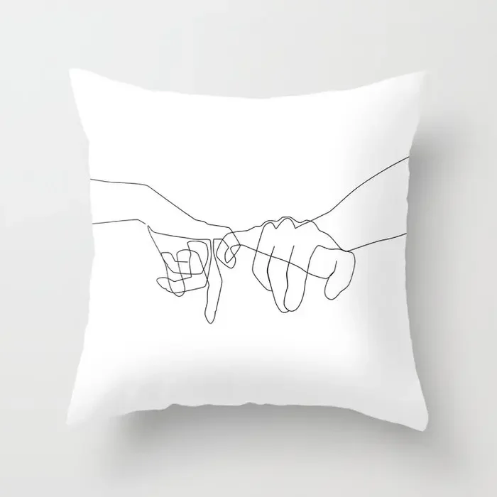 Juste de coussin carrée avec lignes minimalistes abstraites, vêtements de croquis de pose différente, taie de canapé de chambre, décoration de