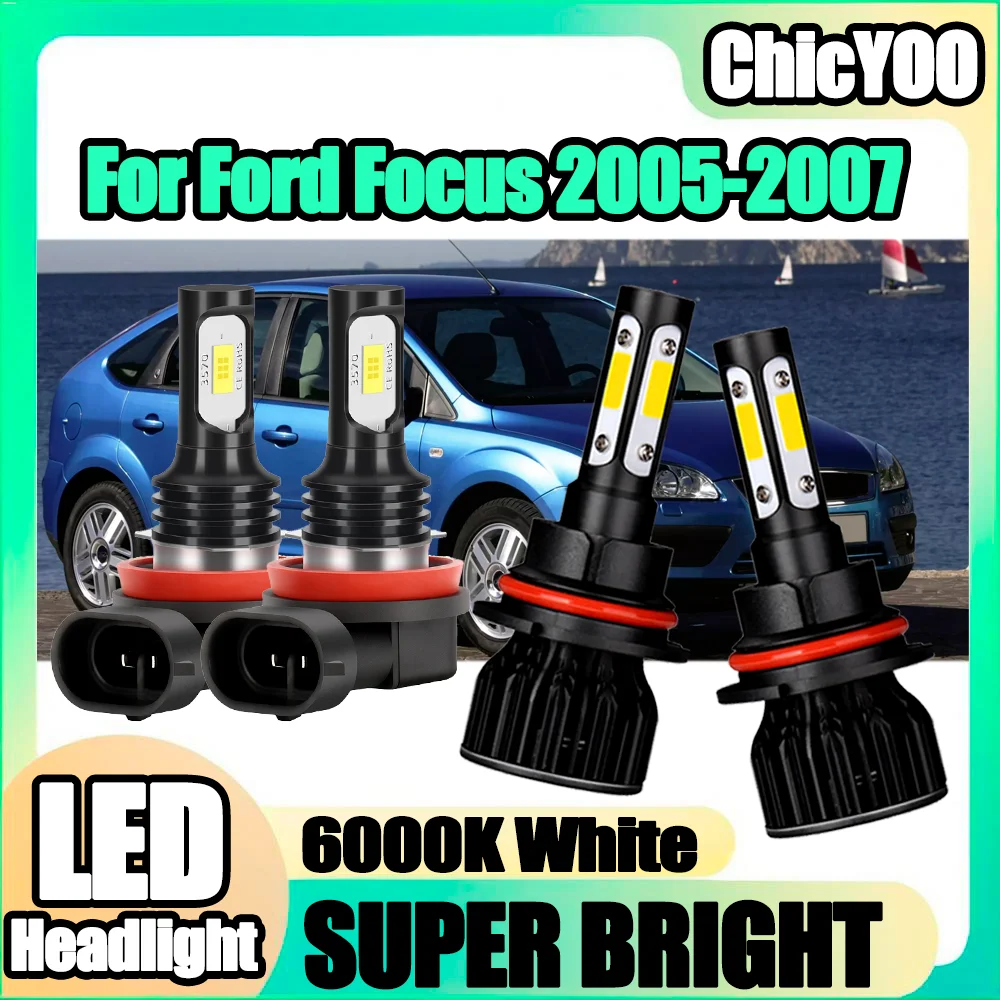

2PCS 6000K Super White 9007 LED Headlight 20000LM Auto Head Lamps 12V 24V Car Lights H11 LED Foglights For Ford Focus 2005-2007