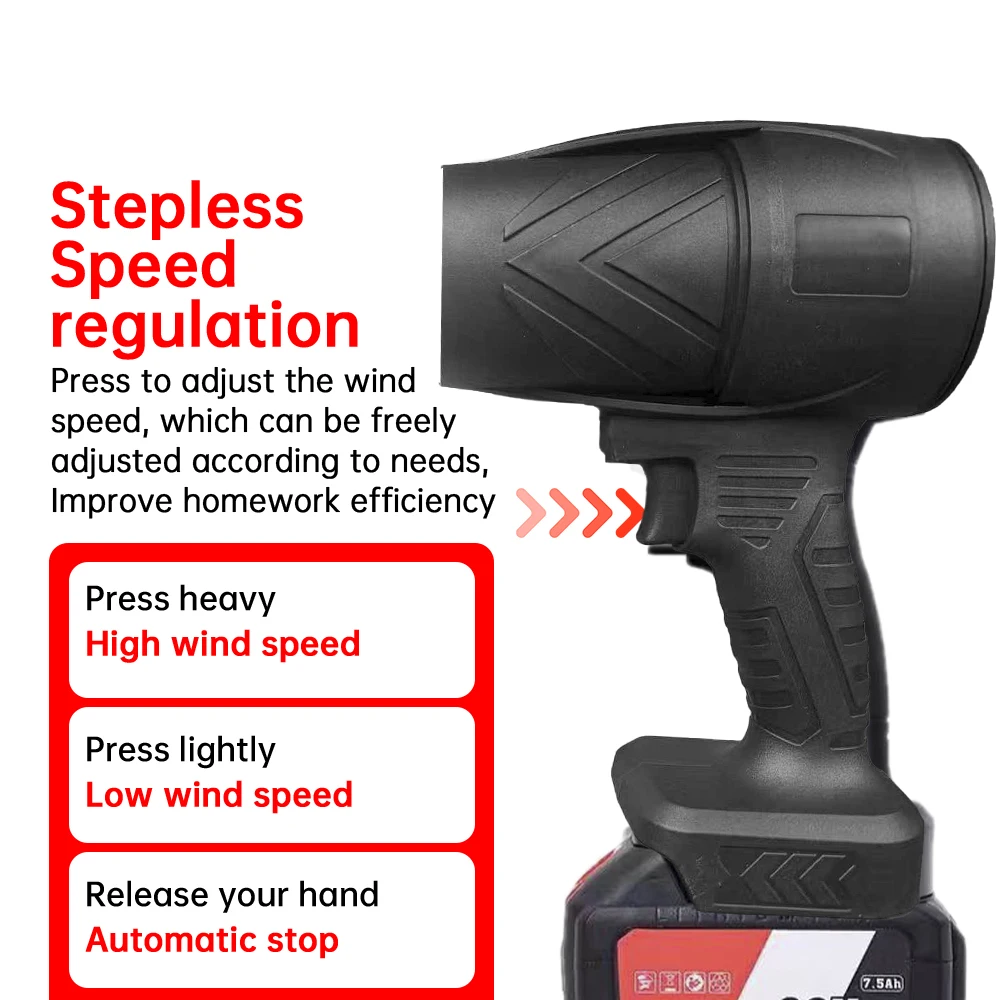 1000W Turbo Fan Violent Air Gun 500g Thrust Stepless Speed High Power Turbofan Leaf Blower Handheld Jet Fan for Makita Battery