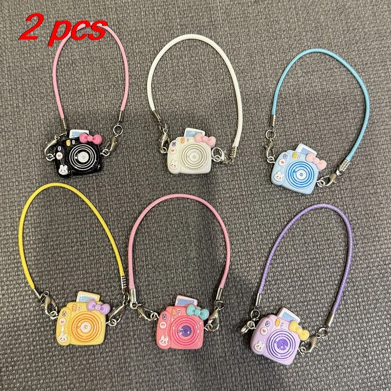 

2 Pcs Ladies' Bag Pendants Set Dollhouse Dopamine Cartoon Camera Bow Cute Mini Kawaii Sweet High Quality Women's Bag Accessories