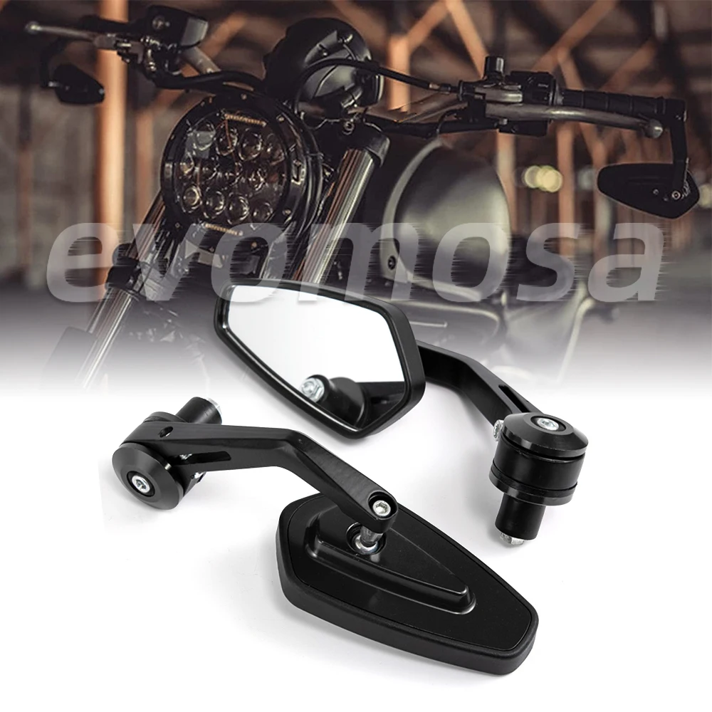 Motorcycle Bike Cruiser Chopper ATV Aluminum 7/8\'\' 22mm Bar End Side Rear View Mirror For BMW Ducati Aprilia Victory