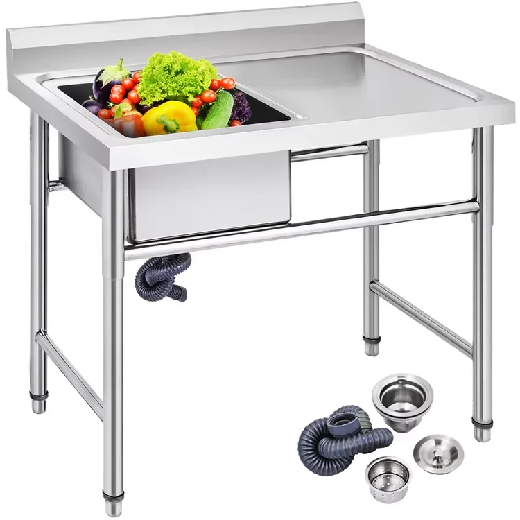 Wholesale Commercial Kitchen Stainless Steel Sink Work Dishwasher Sink With Table