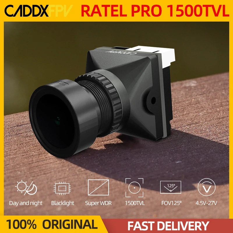 W magazynie Kamera Caddx Ratel PRO FPV 1500TVL 16:9/4:3 NTSC/PAL FOV125 °   Kamera nocna Blacklight do drona FPV CADDXFPV