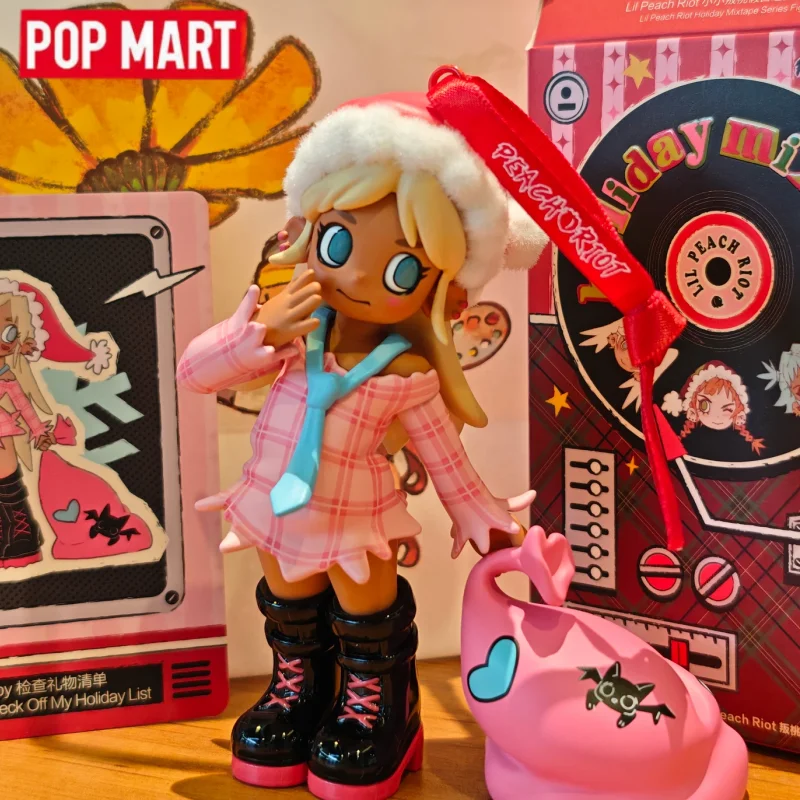 

POPMART Lil Peach Riot Holiday Mixtape Series: Слепая коробка-сюрприз, коллекционная фигурка, игрушка, кукла, милые настольные украшения, рождественские подарки