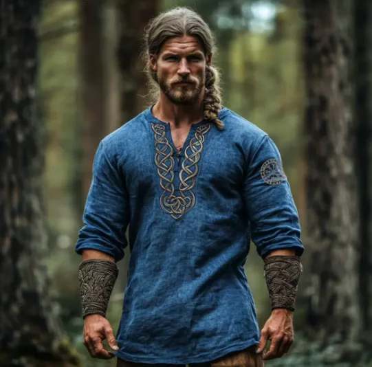 Ethnic Stripe Geometric Printing Long  Sleeved  Top Men's V-Neck Pullover Sports Men T-shirt Vintage 3D Digital Printing Top