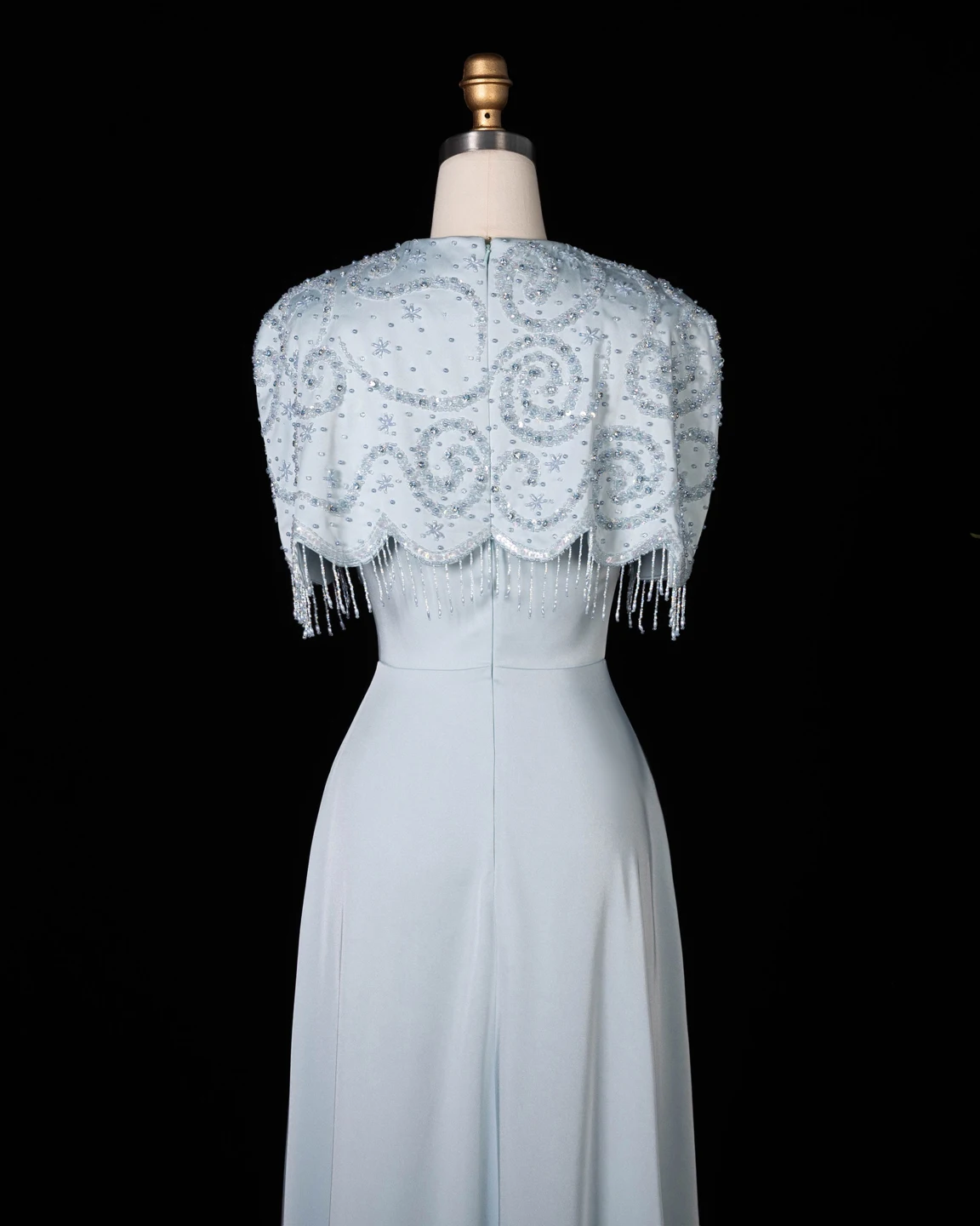 Sharon Said Abendkleid, elegantes A-Linien-Modell, Rundhalsausschnitt, Perlen, Quasten, Dubai, formelle Party, Hochzeitsgastkleid, SS614, nach Maß – Detail 17
