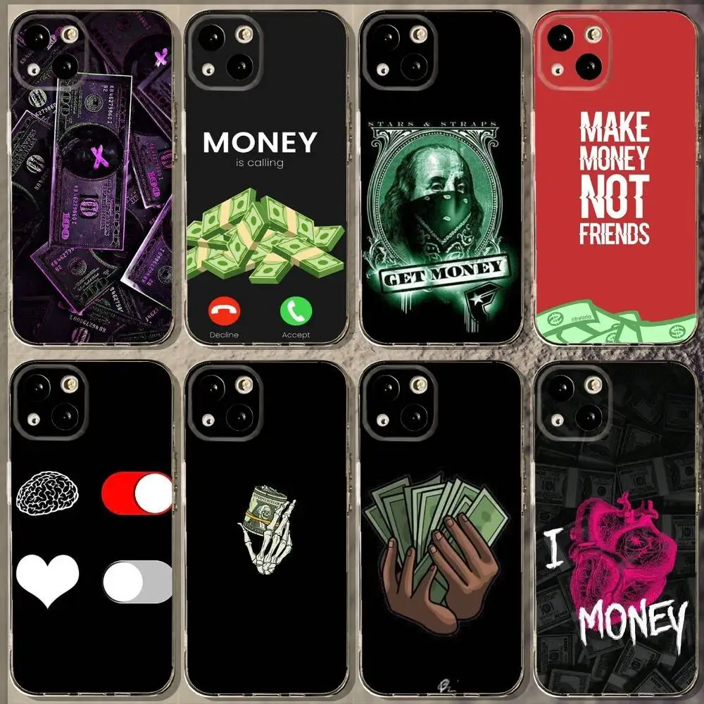 

MONEY NOT FRIENDS Phone Case For iPhone 16,15,14,13,12,11 Plus,Pro,Max,XR,XS,X,7,8 Plus,SE,Mini Soft Transparent Cover