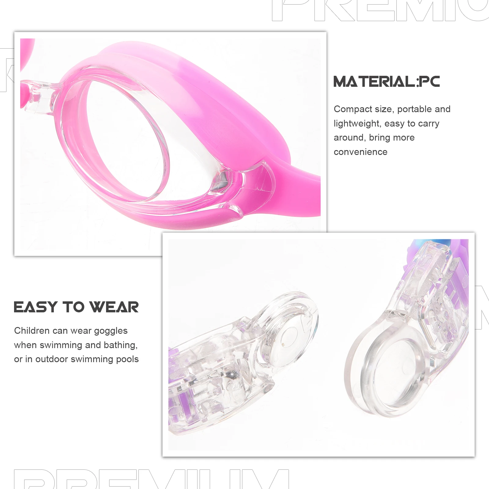 

2pcs Kids Swimming Goggles Lightweight Anti-Fog Children Pool Goggles Waterproof Portable For Bathing Outdoor Swimming
