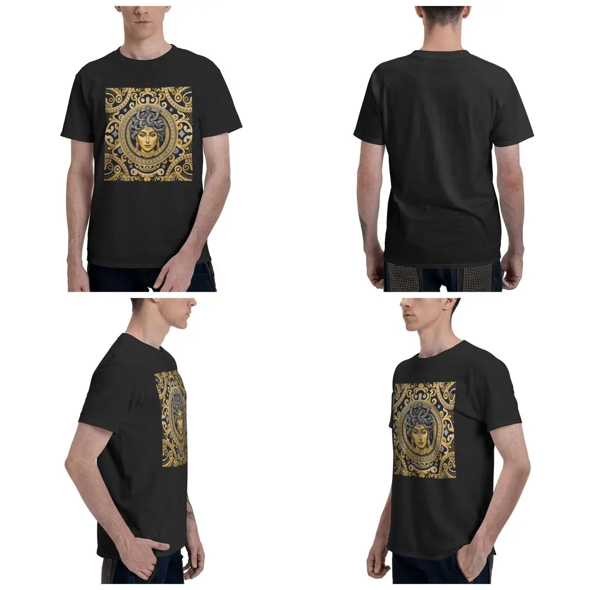 100% القطن اليونان القديمة ميدوسا جورجون خمر نمط تي شيرت الرجال مضحك المتضخم تي شيرت الرجال س الرقبة قمصان صيفية بلايز S-6XL