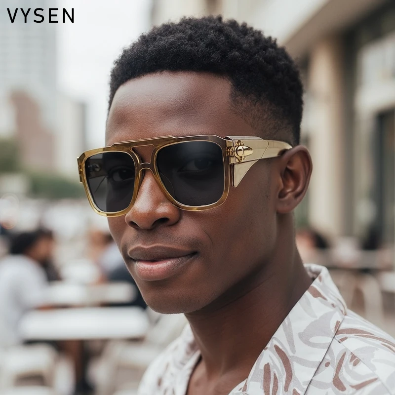 

Oversized Square Shield Sunglasses Men 2026 Luxury Brand Steampunk Sun Glasses For Male Eyewear Double Beam Goggle UV400 Shades