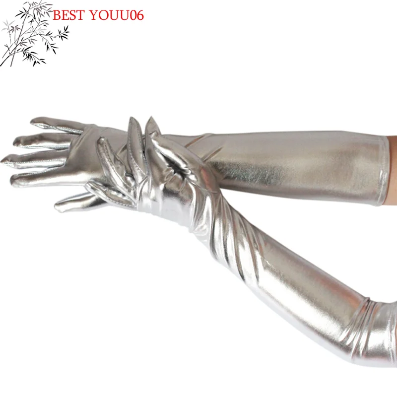 Hot Sexy Women Shiny Long Gloves Leather Wet Look Latex Party Opera Costume
