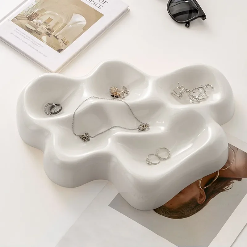Glacier Resin Tray, Irregular Shape Desktop Organizer for Jewelry Perfume Makeup, Nordic Style Storage Tray, Home Decor Gift