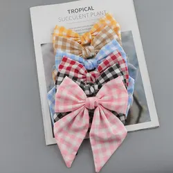 Plaid Bow Hair Clip para Mulheres, Handmade Fabric Headwear, Acessórios para Cabelo para Meninas