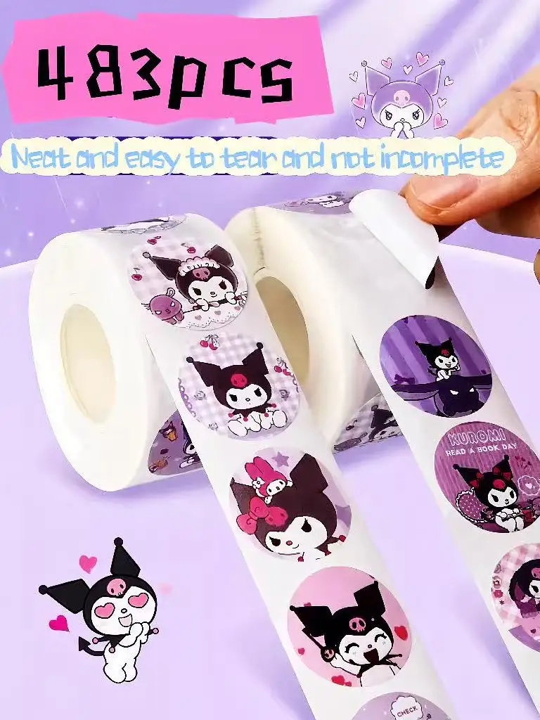 483 peças adesivos estilo Kuromi, padrões brilhantes de detalhes de caveira, ótimos para arte de notebook, copo DIY e detalhes de envelope, de longa duração