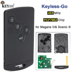 KEYECU 433MHz ID46 PCF7952A Chip bezkluczykowy z darmową kartą inteligentną pilot zdalnego sterowania do Renault Megane Scenic lll Laguna 3