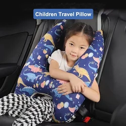 H-Shaped Kids Travel Pillow Dinosaur Car Sleeping Long Journey Pillows for Car Back Seat Child Kid Support for Neck Head Body