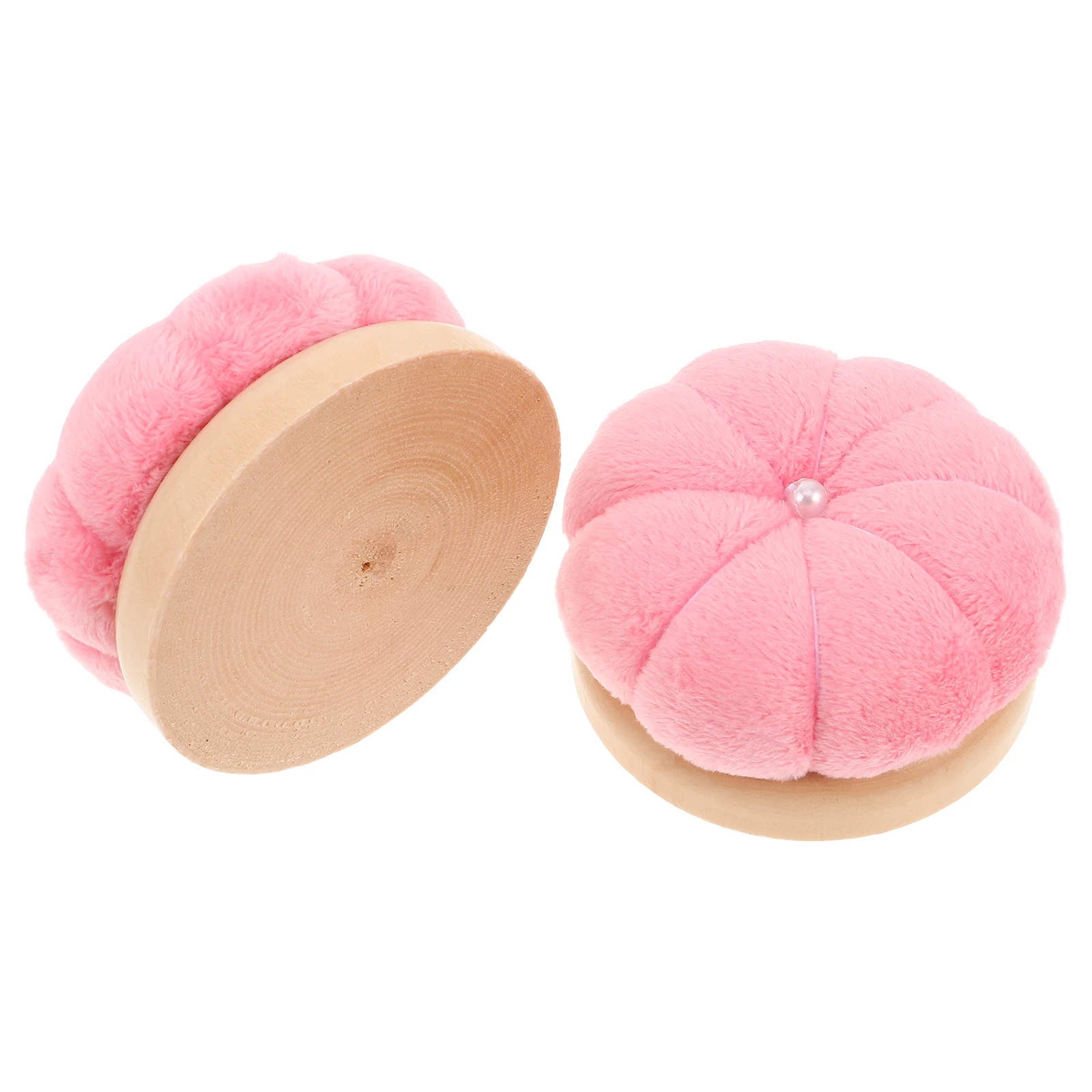 

2pcs Wooden Base Pin Cushion Pumpkin Shape Cute Needle Holder For Sewing Quilting Embroidery Diy Crafts Projects Soft Fabric